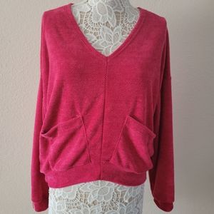 White Birch long sleeve top. Hot Pink, Size Medium